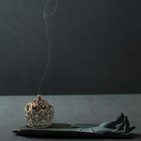 Brass Pocket Lotus Jiuding Incense Burner Hollow Mini Incense Holder Garden Statue Sculpture from Mainland China - details 17