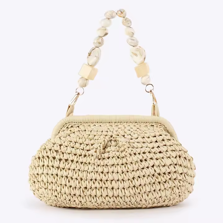MOV Bolso de paja tejido, moderno y único, ideal para vacaciones en la playa y para el día a día: un bolso de mujer de alta gama. - 1