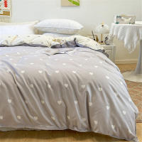 Funda De Edredón Individual 150x200 CM Estilo Nórdico Diseño De Corazones En Gris Para Estudiantes Y Dormitorios De Hotel Seda Poliéster Suave Y Duradero - details 0