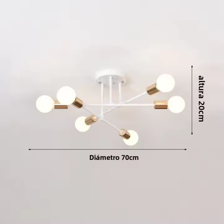 Lámpara De Techo LED Retro Industrial Con 6 Cabezas Material Hierro Trabado Luz Moderna Para Sala De Estar Decoración E27 - 1