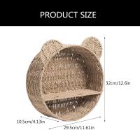 Estante de pared de tela de ratán flotante con forma de oreja de oso, cesta de almacenamiento colgante, estante de exhibición de plantas pequeño para el hogar y la oficina - details 1