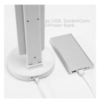 Lámpara De Mesa LED Con Reloj Y 2 Cabezas Rotativas 180° Luz Nocturna Táctil Recargable Por USB Protección Ocular Para Lectura - details 2