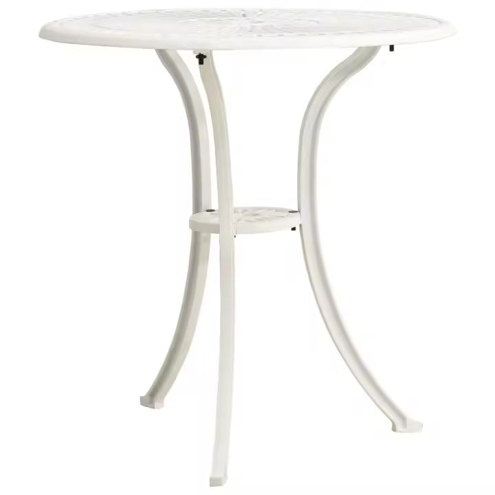 VidaXL Mesa de jardín Nieve aluminio fundido blanco Ø62x65 cm - 1