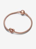 Pandora - Charm de corazón radiante y Piedra-Baño de Oro Rosa de 14 K - details 1