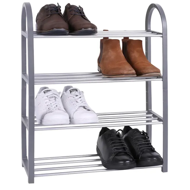 Zapatero estantería, abierto, pequeño, aluminio, 4 niveles, 8 pares - 1