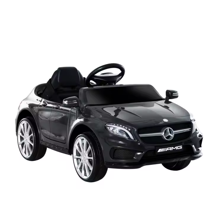 HOMCOM Coche eléctrico infantil con licencia Mercedes Benz GLA AMG, vehículo eléctrico 3 años, velocidad máxima. 7 km/h, mando a distancia 2,4 GHz, MP3 USB, luces y sonidos, apertura de puertas, color negro - 1