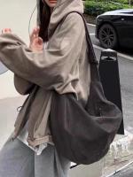 Bolso De Hombro Cruzado Grande De Lona Para Mujeres, Estilo Casual Y Versátil, Bolso De Estudiantes Moda Sencilla Y Funcional - details 1