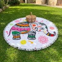 Toalla de Playa Redonda Bohemia Elefante 150cm con Flecos, MEJORADA, Microfibra Antiarena, Secado Rápido 580g, Manta Mandala para Playa, Yoga, Picnic y Decoración - details 5