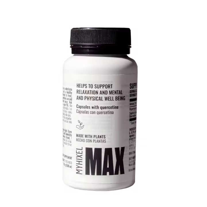 MYHIXEL MAX, Quercetina, 30 Cápsulas, Mejora tu Bienestar y Rendimiento, 1 Cápsula al Día, Suplemento Natural, Efecto Prolongado, Con Hipérico, Antioxidante en Cápsula - 1