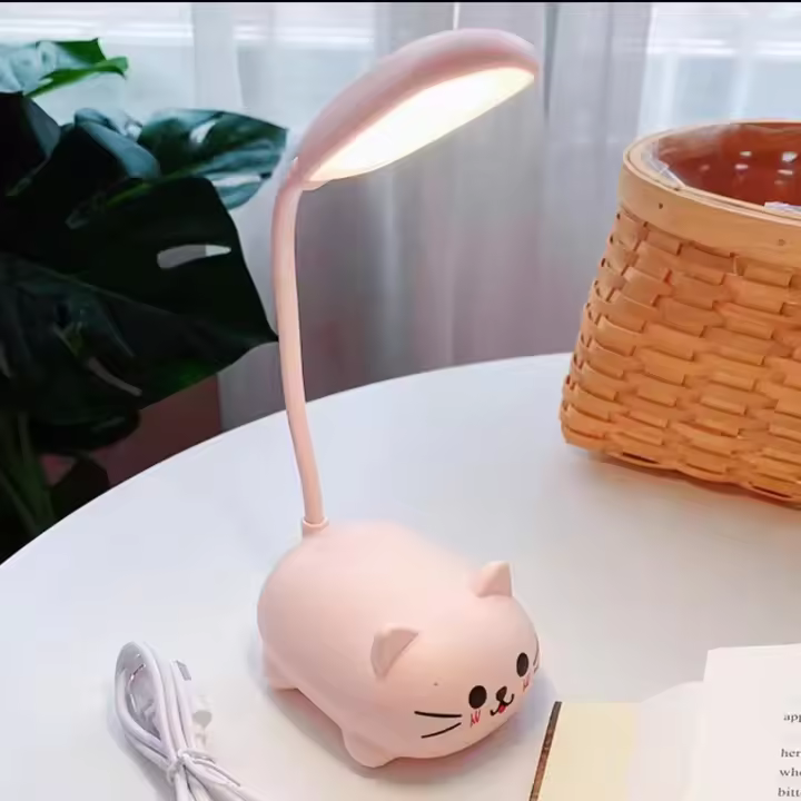 Lámpara de escritorio LED, mini luz nocturna de gato, lámpara de mesa LED portátil, linda luz de lectura plegable recargable por USB para dormitorio infantil, estudio de cabecera - 1