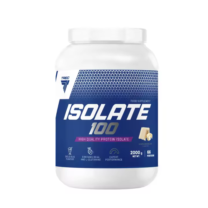 Proteína Isolada 100 | Sabor Chocolate Blanco | 2kg | Proteína Aislada de Suero | Alta Calidad Proteica | Recuperación Muscular | Bajo en Grasas y Azúcares | TREC NUTRITION - 1