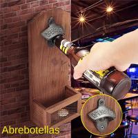 Abrepuertas De Madera Para Pared Herramientas De Barra Y Cocina Ecológico Abrebotellas De Acero Inoxidable Vintage - details 7