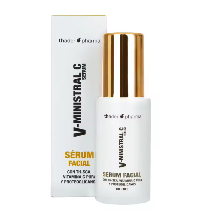 Thader Pharma Sérum facial V-Ministral C con potentes activos como TH-SCA, Vitamina C pura y Proteoglicanos, 40 ml - 1