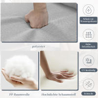 Juego de muebles de Jardín, juego de Esquina, sofá + 2 mesas de café + reposapiés, Malla de Cuerda Gruesa, Mesa de Vidrio con surface de Mármol, para Jardines, piscinas y otras áreas al Aire Libre, Gris - details 5