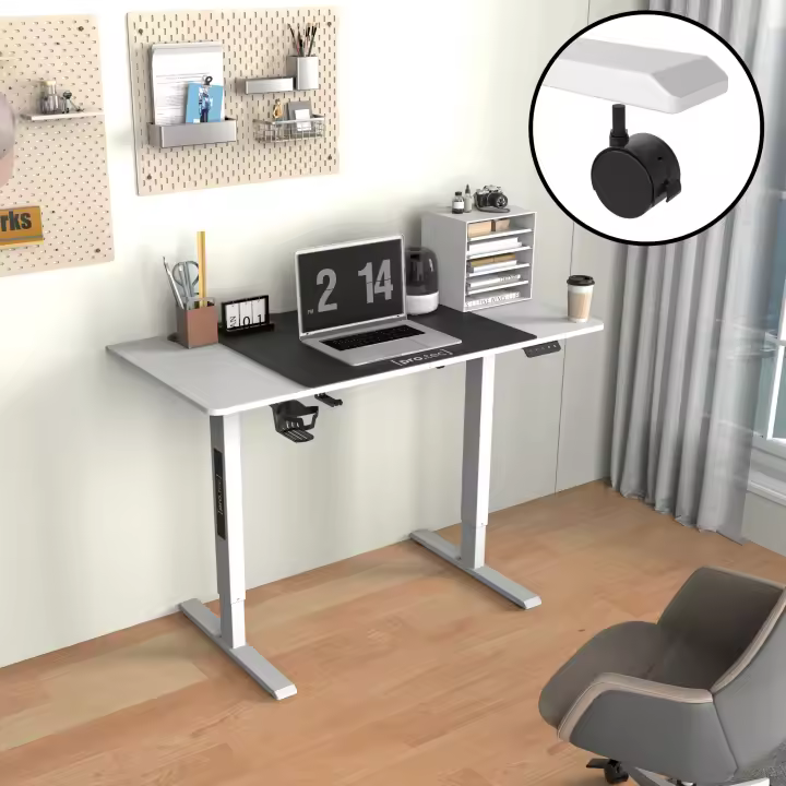 Escritorio ajustable en altura Stryn con ruedas 72-117 x 120 x 60 cm - Blanco [pro.tec] - 1