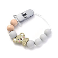 Portador De Chupete De Silicona Para Bebé Con Cadena De Dientes De Animales De Peluche Soporte Para Chupete Y Mordedor De Madera Para Niños Mayores De 4 Meses - details 5