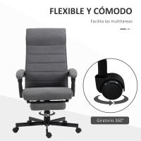 Vinsetto Silla de Escritorio Reclinable Silla de Oficina Giratoria con Altura Ajustable Reposapiés Retráctil y Reposabrazos Silla para Estudio Carga 120 kg - details 2