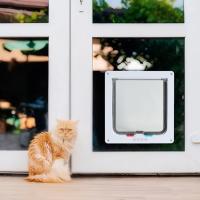 Puerta De Salida Para Perros Y Gatos Con Cerradura De Seguridad En 4 Direcciones Tamaño Transparente ABS Plástico Puerta Para Mascotas Seguridad Para Gatos Y Perros Pequeños - details 3