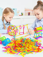 Juguetes De Bloques De Construcción Para Niños Casa De Copos De Nieve Educativo Temprano Rompecabezas De Aprendizaje Regalos De Cumpleaños Para Niños Material Plástico - details 0