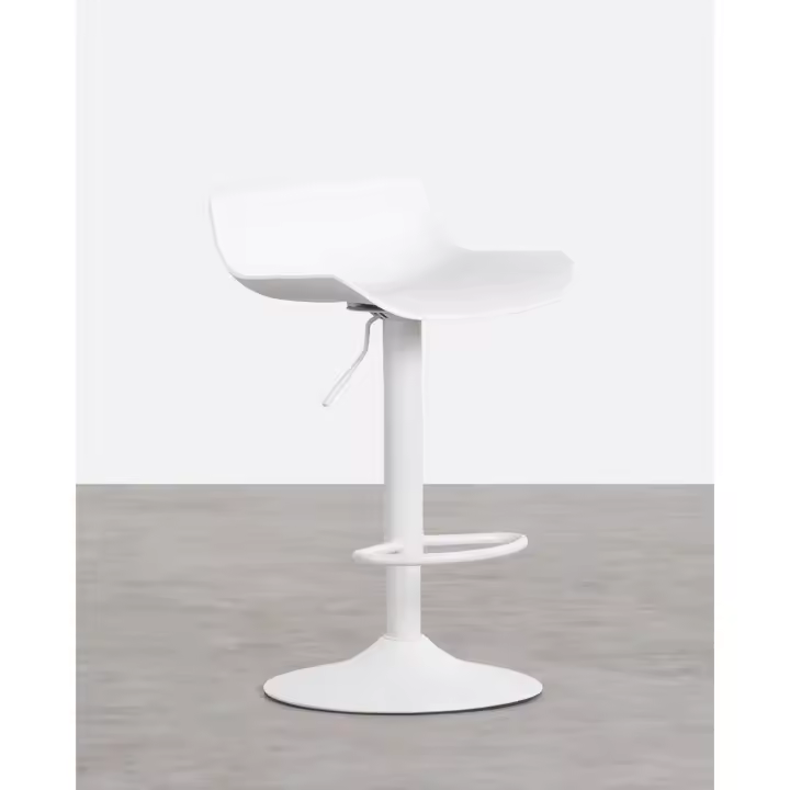 ORION91 Taburete Alto AMBROSIO Regulable en Polietileno y Metal (41x90x41cm) Color Blanco Comedor Oficina Salón Teletrabajo Cocina - SpazioLuzio - 1