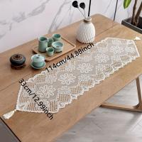 Mantel European Estilo Con Diseño De Encaje Hueco Y Bandera De Mesa Blanca Alfombrilla De Comedor 100% Poliéster - details 4