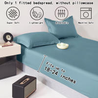 Sábana De Algodón 100% Ultra Profunda Para Cama Matрас De 45-60cm Color Azul Denim Mate Sábana Transpirable Y Suave Para Dormitorio - details 5