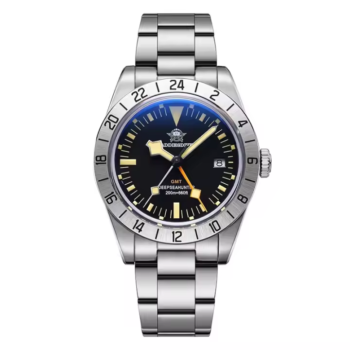 Reloj De Pulsera De Cuarzo Para Hombre ADDIESDIVE GMT 39mm Luminoso Calendario Resistente Al Agua 20ATM Acero Inoxidable - 1