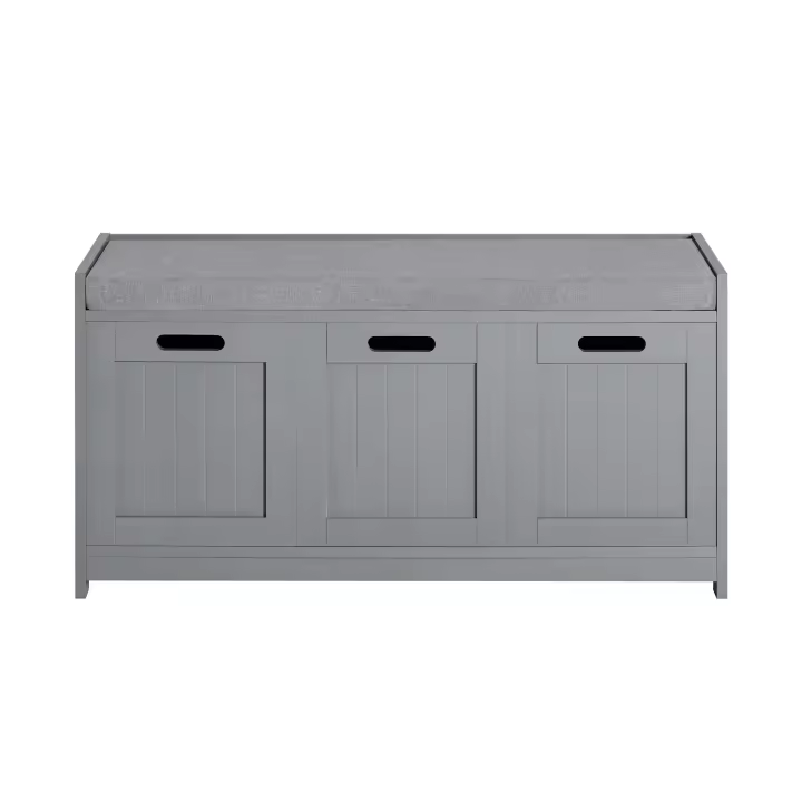 SoBuy FSR80-SG Zapatero Banco con 2 Puertas y 1 cajón para Guardar y Ordenar, Gris, ES - 1