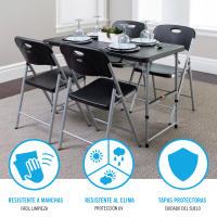 Lifetime - Silla plegable multiuso, máx. 160 kg, color negro, fabricada de polietileno de alta densidad y acero, 50x48,5x84 cm, protección UV, resistente al agua, sillas para eventos, sillas plegables exterior e interior, silla robusta - details 3