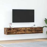 vidaXL Muebles de TV 2 uds 80x31x25,5 cm Madera de ingeniería en color Blanco/Madera antigua/Roble Sonoma y más | almacenamiento funcional diseño moderno para baño dormitorio sala - details 6