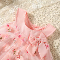 Vestido De Princesa Sin Mangas Para Bebés Niñas Con Flores En Malla Para El Verano 0-3 Años Vestido Lindo Y Cutes Para Niñas - details 6