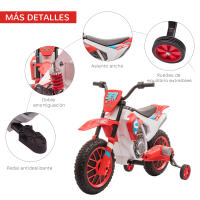 HOMCOM Moto Eléctrica para Niños de +3 Años 12V Moto de Juguete Infantil con 2 Ruedas de Equilibrio Velocidad Máx. 8 km/h Arranque Suave 106,5x51,5x68 cm Verde/Azul/Rojo - details 5
