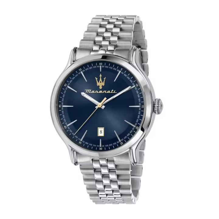 Reloj Maserati Epoca R8853118021 para Caballero de Acero con Armis, Esfera Azul y Calendario - Sumergible 100m - Caja 42mm - Elegante y Resistente - 1