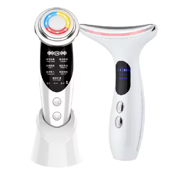 Dispositivo De Belleza Multifuncional 7en1 Lifting Facial EMS RF Microcorriente Rejuvenecimiento De La Piel Masajeador Facial + 3 Colores Eliminación De Doble Mentón - 1