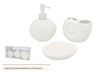 Juego de accesorios de baño,Juego de dispensador y portacepillos de baño de cerámica blanco con forma de conchas - details 0