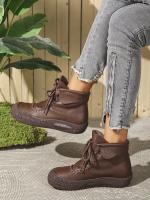 SP Nuevas Botas individuales de otoño Y invierno para Mujer, hecho a mano, estilo retro, casual, de Suela Gruesa, comodas, Con Cordones y Suela suave. - details 11