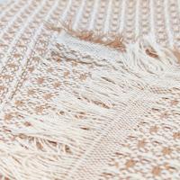 Colcha multiuso 85% algodón reciclado 15% poliéster diseño cuadritos beige. - details 2