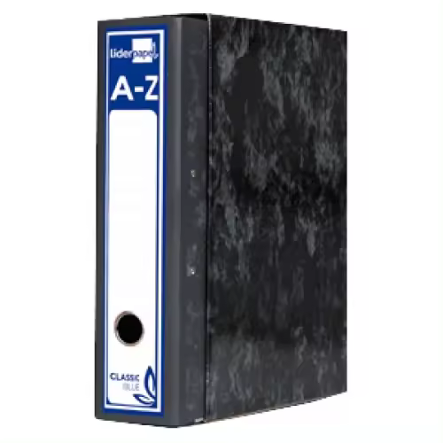 Archivador Liderpapel A-Z Classic Blue, Palanca Jaspeado Negro, Cartón Forrado, Lomo Ancho (80 Mm) - Pack 5 Unidades - 1