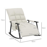 HOMCOM Silla Mecedora con Respaldo y Reposapiés Ajustables Mecedora de Salón Sillón Balancín Tapizado en Microfibra con Bolsillo para Dormitorio 60x134x70 cm Crema - details 2