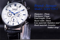 Reloj Mecánico Automático JARAGAR 348 Para Hombre Con Correa De Cuero Lujo Resistente Al Agua Casual Business Reloj Hombre - details 1