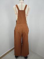 Monopiece Retro Europeo Y Americano Para Mujer Con Bolsillos De Color Sólido Pantalones Casuales Y Sueltos De Overal - details 2