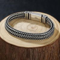 Pulsera Hacerse Tejer Para Hombres Estilo Chino Retro Creativo Joyería Moda Pulsera De Cadena Y Enlace Metálica Aleación De Cobre Y Aluminio Geométrica Vintage - details 4