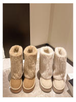 Botas De Nieve Para Mujer Con Aumento De Altura Y Suela Gruesa 2024. Botines De Invierno Con Forro De Peluche Y Algodón Espeso. Material De La Parte Superior PU. Botas De Media Caña. - details 14