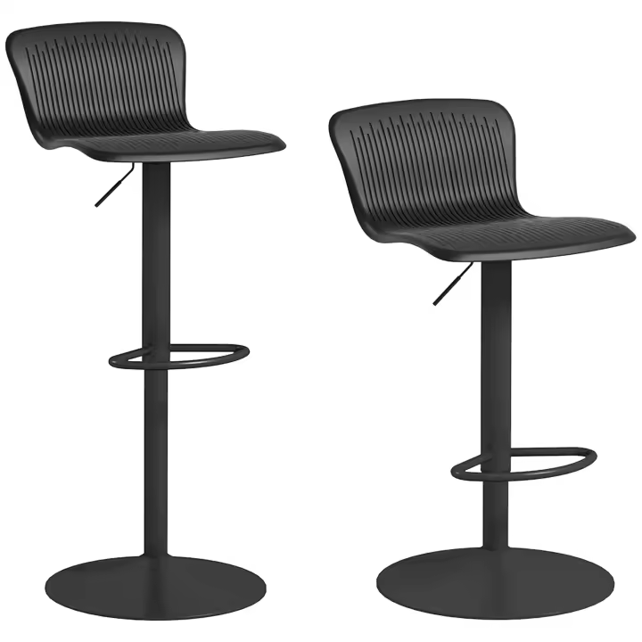 HOMCOM Conjunto de 2 Taburetes Altos de Cocina Sillas Altas de Cocina Giratorias con Respaldo y Altura Ajustable Carga 120 kg para Bar Salón Comedor - 1