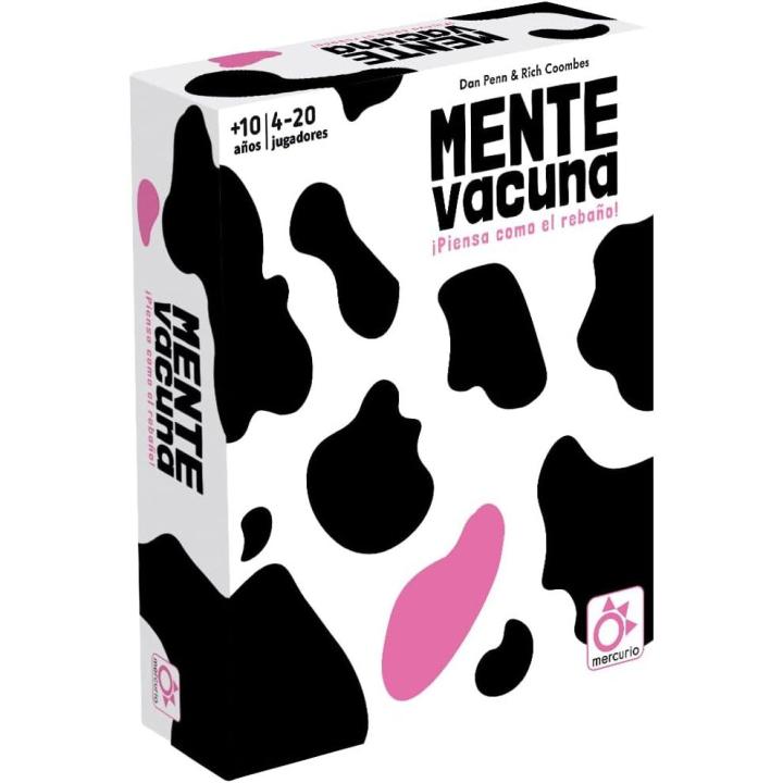 MERCURIO - MENTE VACUNA - Juego de Mesa Familiar - para 4 a 20 Jugadores - Incluye Vaca Rosa, 80 cartas de preguntas a doble cara, fichas y blocs - Ideal para Reuniones, Fiestas y Grupos- 20 Minutos