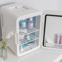 Flamingueo Mini Nevera Habitacion Espejo LED 10 Litros Nevera Pequeña 12V/220V Enfriar y Calentar Nevera Cosmeticos Portatil Enchufe Coche y Corriente Nevera Skincare Mini Nevera Maquillaje Nevera Pequeña Habitacion - details 1