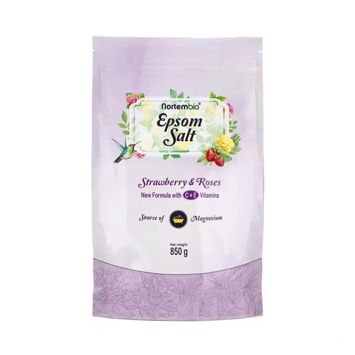 NORTEMBIO Sales de Epsom 100% Fragancia Fresa y Rosas 850g | Fuente concentrada de magnesio | Hidratada con Vitamina C y E | E-Book Incluido - 1