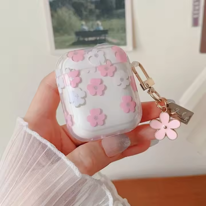 Funda De Auriculares Bling Glitter TPU Suave Para Airpods 4 Pro 2da Generación Con Diseño De Flores Lindas Cubierta Para Air Pods 3 Y 1era Generación - 1