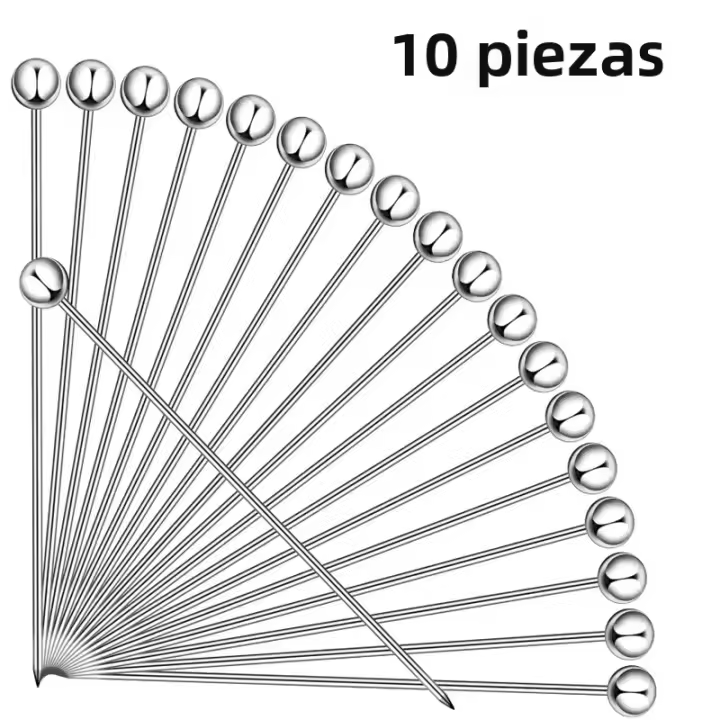 Puntas De Cóctel De Acero Inoxidable Reutilizables Y Limpiables Metálicas Para Bebidas 4.3 Pulgadas Skewers De Cóctel - 1