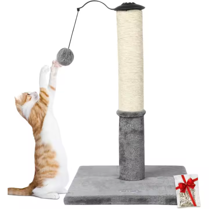 Poste rascador para Gatos de Interior de 22 pies, poste rascador para Gatos de alfombra, poste rascador para Gatos de SIAL, poste rascador para Gatos con Bola de suspensión giratoria y base estable rascadores de Gatos - 1